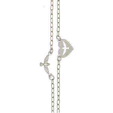 Imagem de Escapulario Prata Maciça 925 Espirito Santo Coração