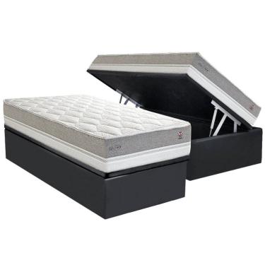 Imagem de Conjunto Box Baú Solteiro: Colchão Molas Herval Maxspring C1672 + Base Crc Suede Gray (88x188)