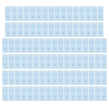 Imagem de Ainoli 100 unidades de etiqueta de couro PU cor feita à mão Soft 4 furos acessórios DIY úteis para carteira Chapéu (Azul celeste)