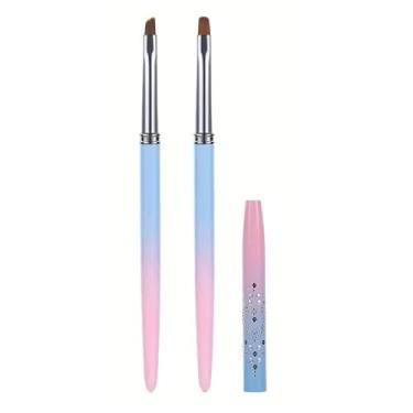 Imagem de 2 pincéis de arte de unhas, pincéis de gel para unhas, ferramenta de pontilhamento, escova de precisão, suprimentos compactos de manicure