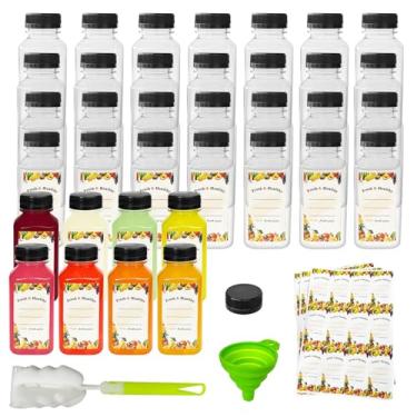 Imagem de Garandad 36 garrafas de plástico de 227 g com tampas, garrafas de suco com tampas, recipientes de bebidas transparentes reutilizáveis para suco, leite e outras bebidas