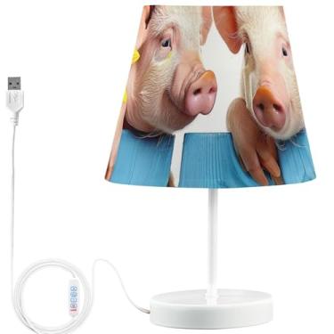 Imagem de TSENQUE Candeeiro de mesa lateral personalizado de desenho animado bonito USB candeeiro de cabeceira mesa de cabeceira led regulável luz quente lâmpada de quarto estética porco fofo girassóis