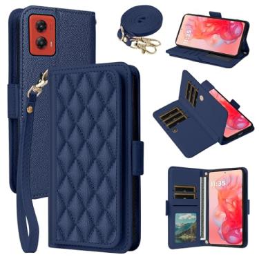 Imagem de Dibosom Capa carteira para Motorola Moto G Stylus 5G 2024 Argyle com alça de pulso/ombro compartimentos para cartões, bolsa flip de couro PU de luxo, suporte minimalista acolchoado para celular G5