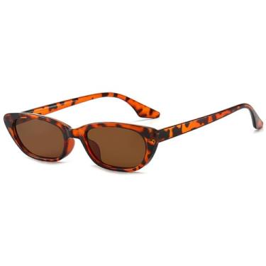Imagem de Óculos de Sol Femininos Candy Colors Cat Eye com Armação Pequena e Proteção UV400 para Esportes ao Ar Livre, Corrida e Ciclismo, Estampa de Leopardo Marrom