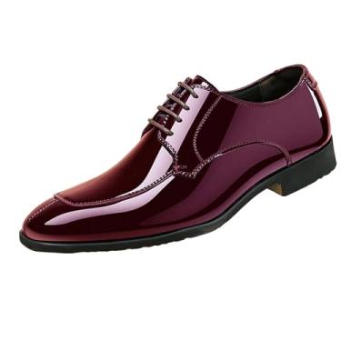 Imagem de Tênis masculino fashion casual verão cor sólida negócios formal sola macia sapatos de couro, Vinho vinho, 41