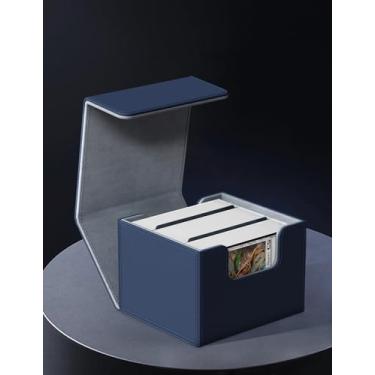 Imagem de Card Deck Box for MTG Commander Holds 100+ Single Sleeved Cards, PU Leather Magnetic Card Storage Box Fits for TCG CCG Magic Game Cards(Blue&Gray)
