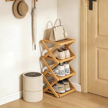 Imagem de YYW Sapateira, prateleira dobrável de bambu, organizador independente de armazenamento de sapatos para entrada, quarto, armário, corredor, (original, 4 camadas 25)