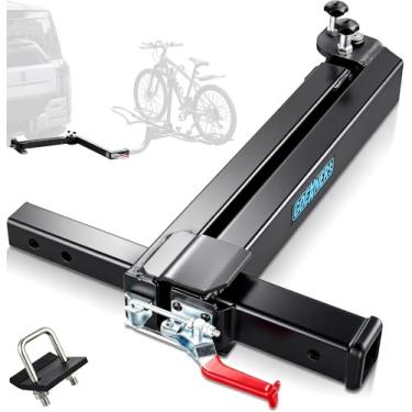 Imagem de Adaptador de engate giratório atualizado para receptor de 5 cm, braço de extensão de rack de bicicleta oscilante de 0° a 180°, capacidade de 113 kg, suporte de engate, suporte de transporte, acessório