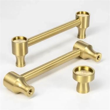 Imagem de HTNAFONI Puxadores de armário de latão maciço dourado puxadores de móveis maçaneta de porta de cozinha puxadores de gaveta de armário de cobre 1 peça (25 mm único)