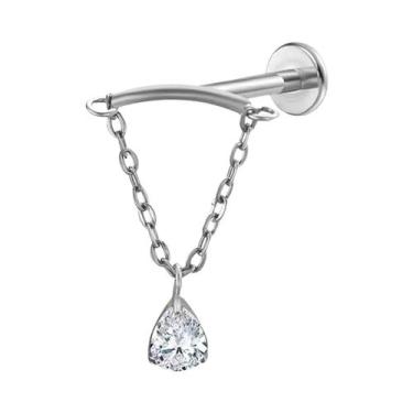 Imagem de Brinco De Titânio 5A Com Zircônia Pendente Para Piercing De Rook, Heli