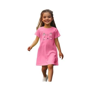 Imagem de Vestido estampado menina com linha gatinho, mistura poliéster confortá