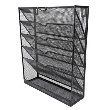 Imagem de WALFRONT Suporte de Arquivo de Parede Suspenso de Metal de 6 Camadas Organizador de Arquivos Suspenso Rack Vertical Com Bolsos Pasta de Papel para Montagem Em Parede Configuração Fácil
