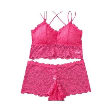 Imagem de Conjunto De Sutiã E Calcinhas De Renda Ultra-fina Sem Arame Para Mulhe