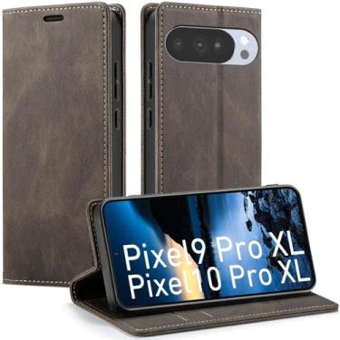 Imagem de Capa carteira para Google Pixel 9 Pro XL/10 Pro XL com suporte para cartão [bloqueio RFID] suporte magnético, capa flip de couro macio para Google Pixel 9 Pro XL/10 Pro XL 6,8 polegadas (café)