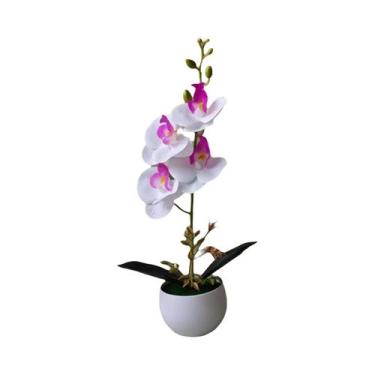 Imagem de Planta De Orquídea Artificial Realista Em Vaso De Plástico Para Decora