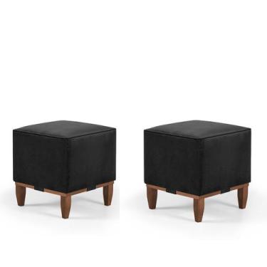 Imagem de Conj. 02 Pufe Banqueta Quadrado Rodapé Madeira Oxford 40 - Due Decor, 