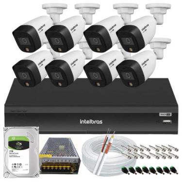 Imagem de Kit 8 Cameras de Segurança Intelbras 1220b Full Color 1080p Dvr Imhdx 