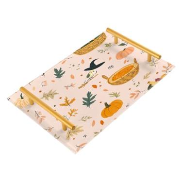 Imagem de xigua Bandeja de banheiro de abóboras de outono com alças bandeja de servir antiderrapante para mesa de centro, organizador de bancada de cabeceira bandeja de decoração de acrílico para decoração de