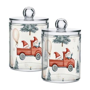 Imagem de xigua Pacote com 4 lindos suportes de Natal para bolas de algodão, cotonete – Frasco de plástico de boticário de armazenamento versátil transparente de 4 ml para banheiro e organização de