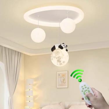 Imagem de Luminária de teto LED para quarto de pais e filhos, luz quente acrílica, lustre decorativo em formato de nuvem com controle remoto, luminária criativa para ambientes internos, como sala de j