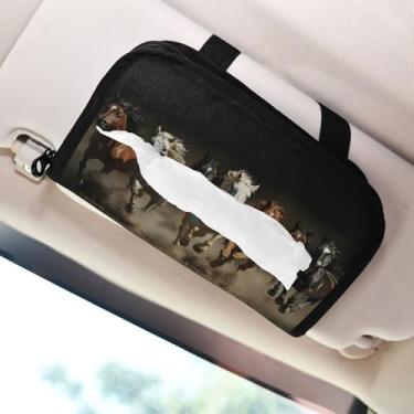Imagem de SEHANY Suporte de lenços de carro Majestic Horse, caixa de lenços para carro, viseira solar, porta-guardanapos retangular, dispensador de máscara de carro, caixa de lenços de papel para automóveis