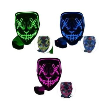 Imagem de Máscara De Halloween LED Para Homens, Brilha No Escuro, Cobertura Faci