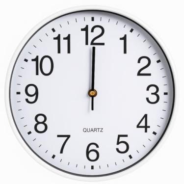 Imagem de Relógio de Parede Redondo Para Casa, Cozinha, Sala, Escritório, Consultório Análogico Silencioso (Branco)