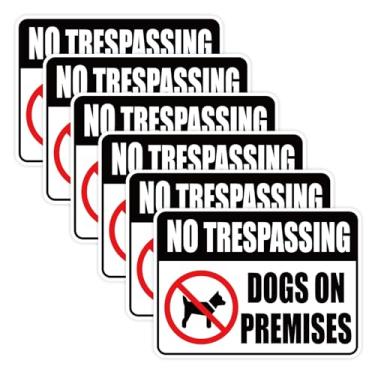 Imagem de 6 peças, placa "No Trespassing Dog on Premises", à prova d'água, 18 x 13 cm, não tenha cuidado com o adesivo, para jardim, porta, quintal, casa