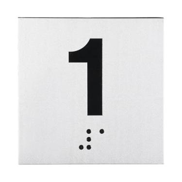 Imagem de PATIKIL Placa número de sala de exame, placa número 1 de 15 cm x 15 cm com identificação autoadesiva em braille e tátil para assistência de escritório no centro de teste, preto em prata