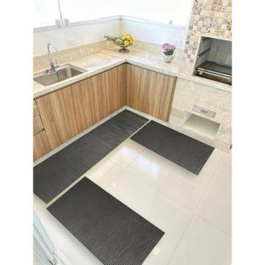 Imagem de Kit 3 peças Jogo Cozinha Passadeira Emborrachada Não Derrapa - De Cora