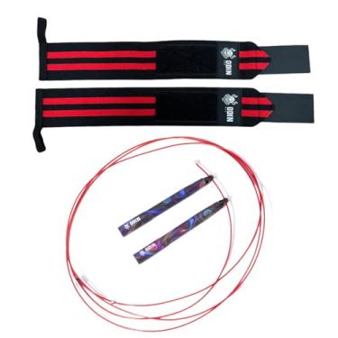 Imagem de Kit Corda De Pular Profissional Speed Rope Munhequeira Protetor de Punho Odin Fit