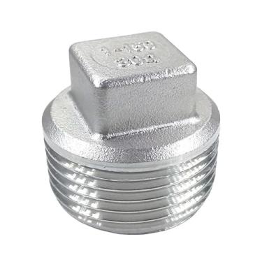 Imagem de 1/20.3 cm 1/10.2 cm 3/20.3 cm 1/5.1 cm 3/10.2 cm 2.5 cm 5.1 cm 7.6 cm 10.2 cm tampa de extremidade de cabeça quadrada macho 201 304 316 encaixe de tubulação de água gás óleo (NPT SS304, quadrado