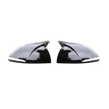 Imagem de Fibra de carbono carro espelho retrovisor capa porta lateral escudo decoração guarnição Compatível com hyundai sonata dn8 2020 2021(Bright black)
