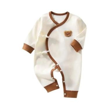 Imagem de Macacão De Algodão Unissex Para Bebês 0-3M, Romper De Manga Longa Para