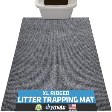 Imagem de Drymate Tapete de armadilha de areia de gato, (design estriado), armadilha de areia e bagunça da caixa, macio em patas de gatinho, absorvente, impermeável, à prova de urina, lavável na máquina,