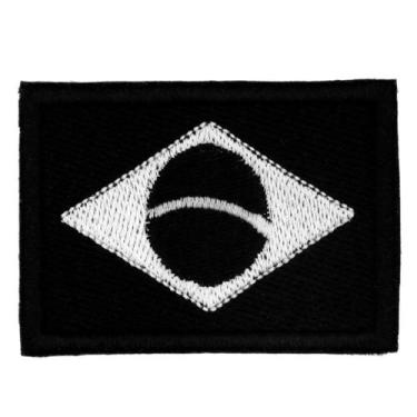 Imagem de Aplique Bandeira do Brasil Preta e Branca 5x3,5cm Bordado - 77 Esporte