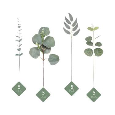 Imagem de Hastes De Folhas De Eucalipto 20 Peças Buquê Artificial Para Decoração