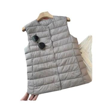 Imagem de Colete Feminino Leve De Pluma Sem Mangas Quente Para Outono Inverno - 