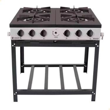 Imagem de Fogão Industrial Venâncio à Gás Bravo 4 Bocas Cinza Esmaltado BR4B
