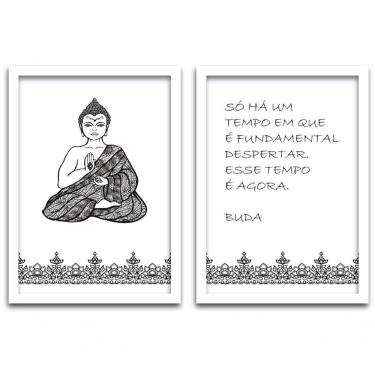 Imagem de Conjunto Quadros 2pçs 40X60 Buda Moldura Branca Fundo Branco
