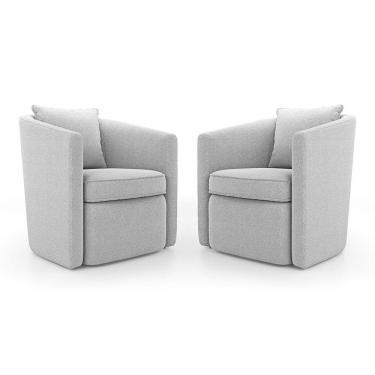 Imagem de Kit 02 Poltronas Decorativas Sala De Estar Aimê Bouclê Cinza Claro - Desk Design