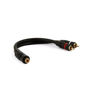 Imagem de Cabo De áudio 1 Rca Fêmea +2 Rca Macho Gold Preto 20cm 5mm