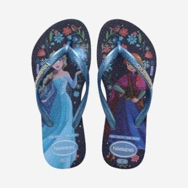 Imagem de Chinelo Havaianas Infantil Slim Princesas Frozen Azul-Feminino