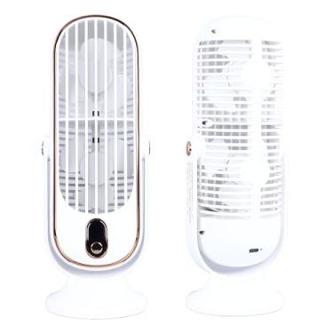 Imagem de Yinhing Ventilador de Mesa 1800mAh USB Sem Escova Mo Tor Oscilante Silencioso Ventilador de Torre de 5 Velocidades para de Resfriamento de Carro Design Azul Elegante para Conforto (Branco)