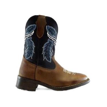 Imagem de Bota Texana Infantil Cano Alto Country Confortável Casual Caracu-Feminino