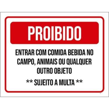 Imagem de Kit 5 Placas Proibido Entrar Comida Bebida - Sinalizo