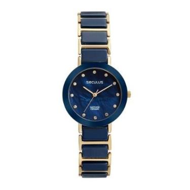 Imagem de Relógio Feminino Seculus Cerâmica Madrepérola 77228LPSVDQ1-Feminino