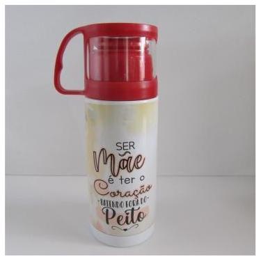 Imagem de Garrafa Térmica Branca com Parede Dupla e Tampa Copo - 500ml - no-bran