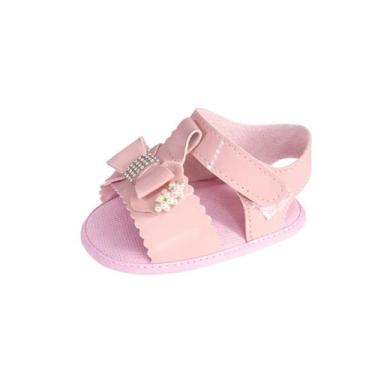 Imagem de Sandalia Bebê Infantil Menina 0 a 9 Meses Confortavél Laço Glitter Per