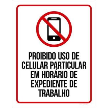 Imagem de Kit 5 Placa Acm Celular Particular No Expediente 18X23 - Sinalizo